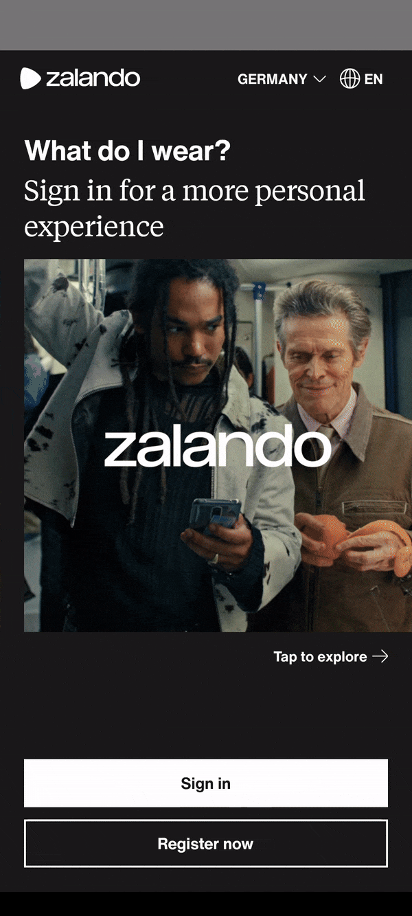 Zalando SSO screen