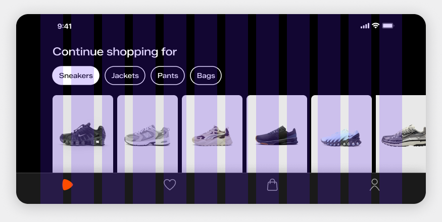 Continue shopping module shown in landscape mode